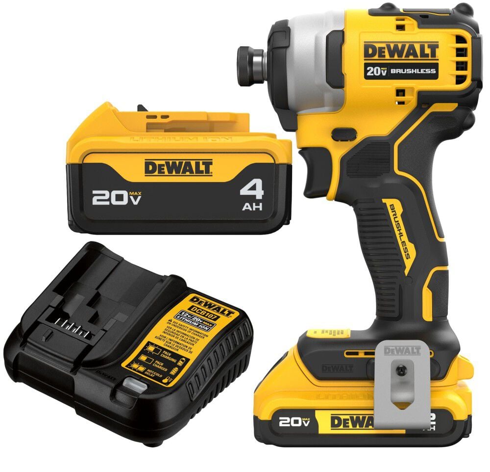 DEWALT Atomic 20V Max 1/4 Inch Compact Impact Driver Kit & 20V Max 4Ah Battery Bundle – DCF809D1-DCB204