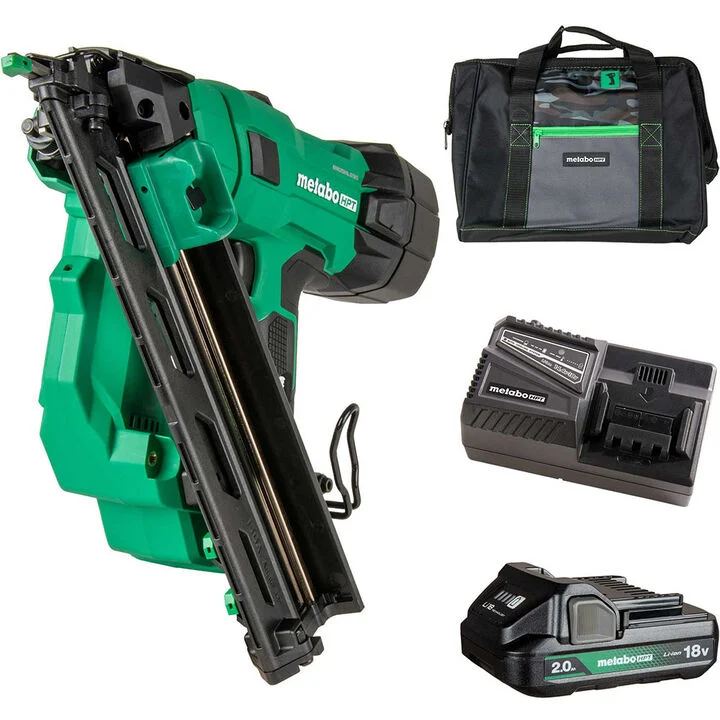 Metabo HPT 18V MultiVolt Brushless 15-Gauge Angled Finish Nailer 2 Ah Kit