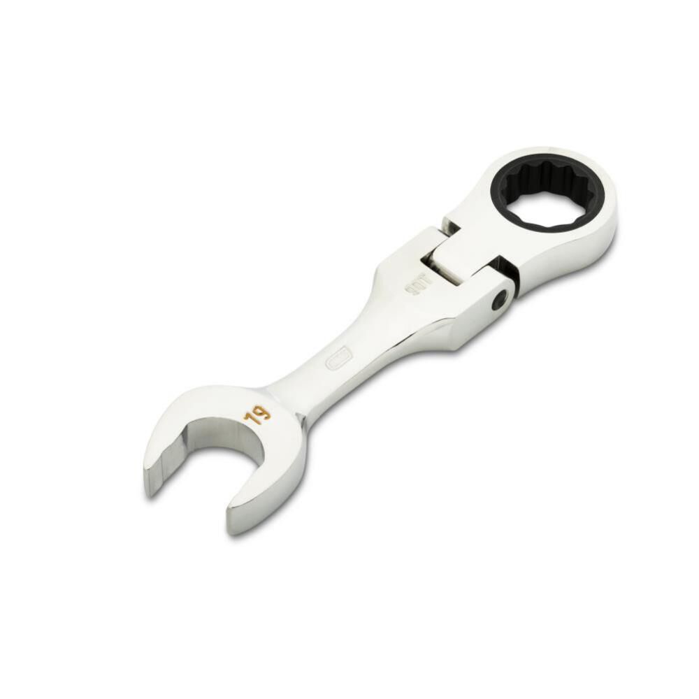 GEARWRENCH 19mm 90-Tooth 12 Point Stubby Flex Combination Ratcheting Wrench, large image number 2