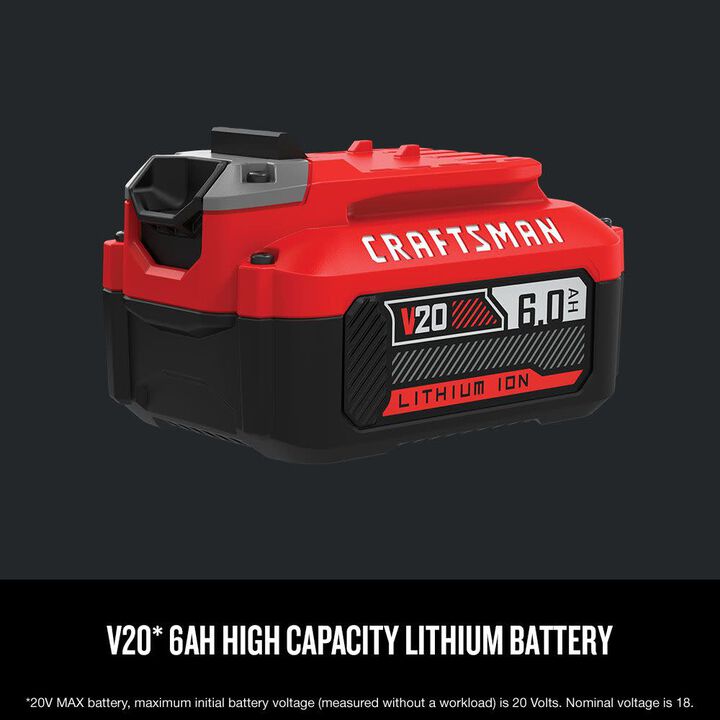 CRAFTSMAN V20 20V 6Ah Lithium Ion Power Tool Battery Pack with Fuel Indicator, large image number 5