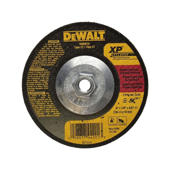 DEWALT 6 In. x 1/8 In. x 5/8 In. to 11 XP Grinding Wheel, large image number 1