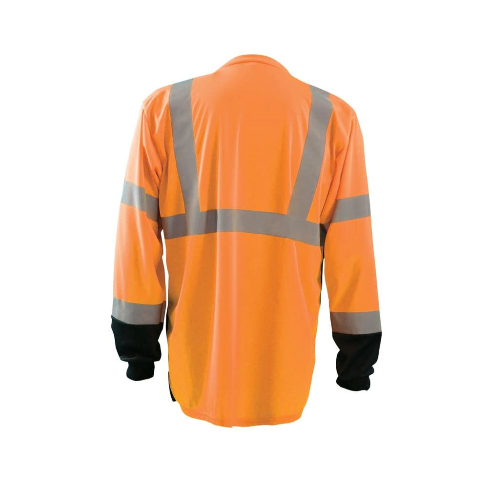 Occunomix Hi-Vis Orange Black Bottom Wicking Birdseye Shirt Long Sleeve Small, large image number 2