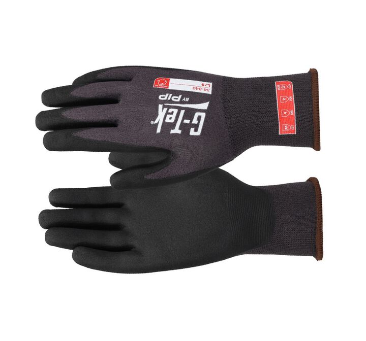 Protective Industrial Products G-Tek Premium Gray Black Nylon Gloves Large, large image number 2