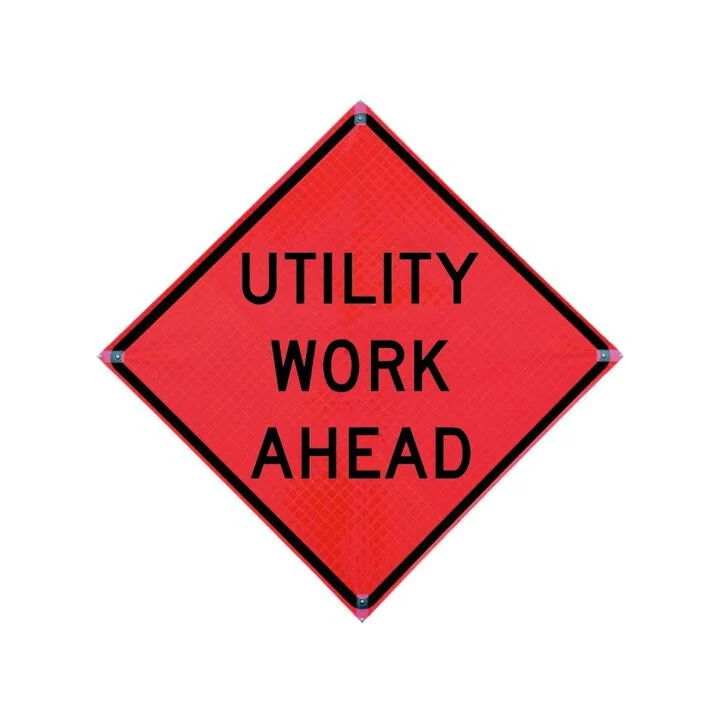 Vizcon 48 x 48in Reflective Roll-Up Utility Work Ahead Sign