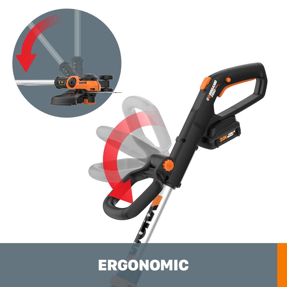 Worx 20V Power Share 12 Inch Cordless String Trimmer Kit, large image number 4