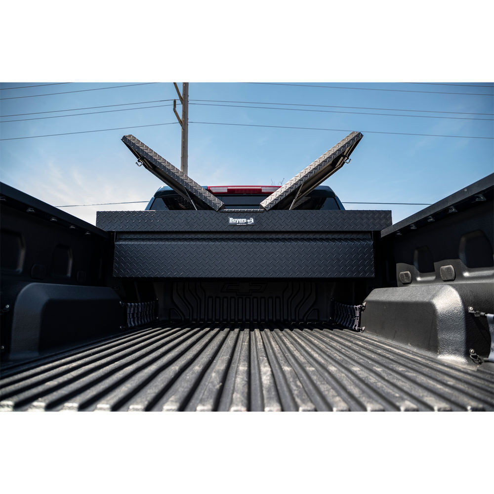 Buyers Products Company 18x27x71 Inch Textured Matte Black Diamond Tread Aluminum Gull Wing Truck Box, large image number 4