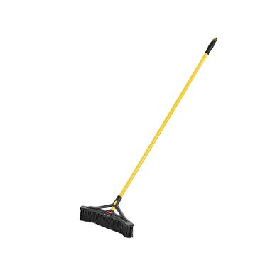 Rubbermaid 18in Black Polypropylene Medium Push Broom with Steel Handle