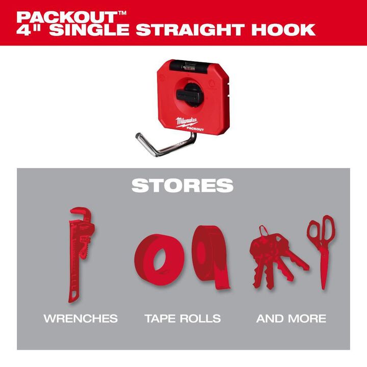 Milwaukee PACKOUT 4inch Single Straight Hook, large image number 2