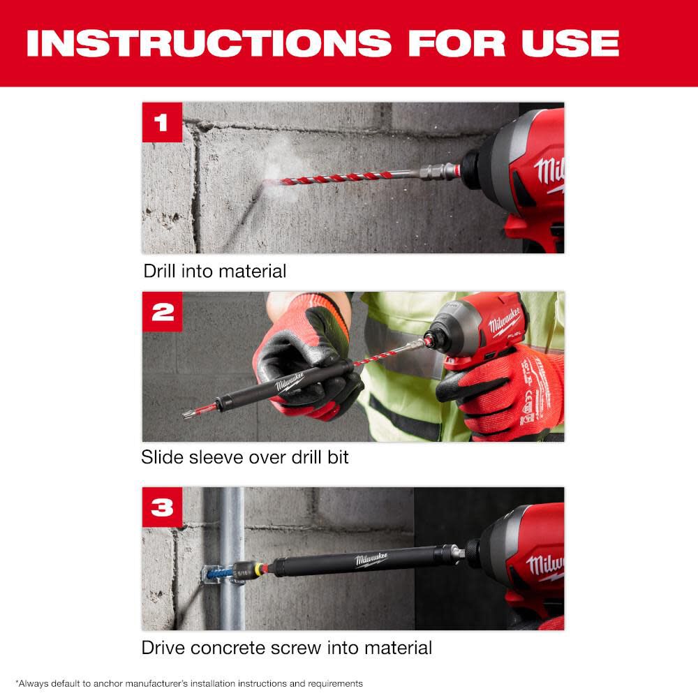Milwaukee SHOCKWAVE Impact Duty Carbide Hammer Drill Bit Concrete Screw