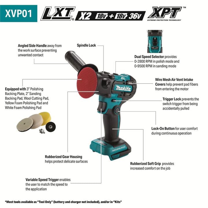 Makita 18V LXT Polisher Sander (Bare Tool), large image number 2