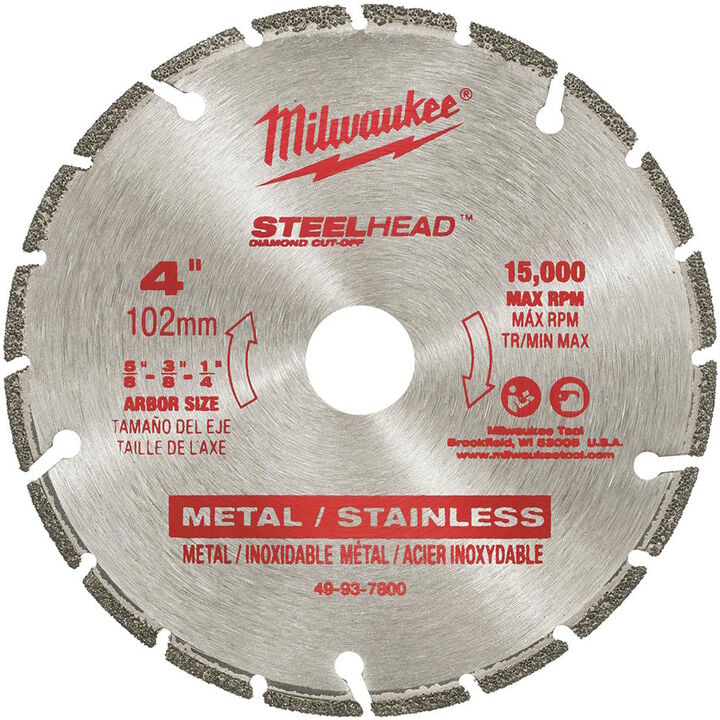 Milwaukee Steelhead 4 Inch Segmented Rim Diamond Cut-Off Blade for Metal, large image number 0