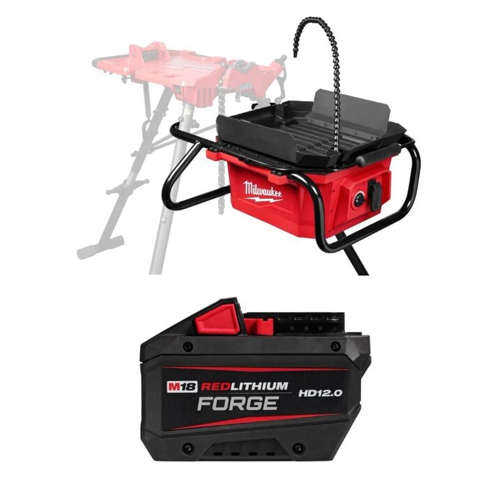 Milwaukee M18 Brushless Pipe Threading Oiler (Bare Tool) and M18 REDLITHIUM FORGE HD 18V 12Ah Battery Pack Bundle