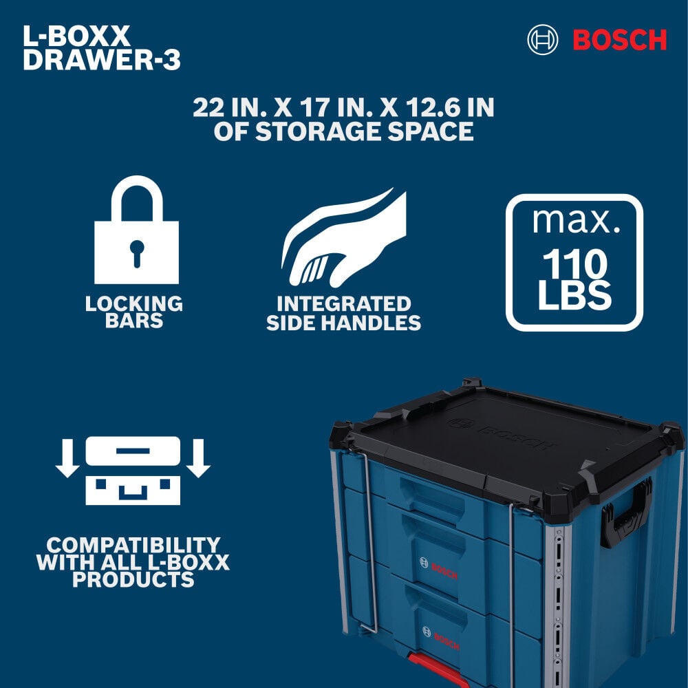 Bosch L-Boxx Contractor 3 Drawer Tool Box, large image number 3