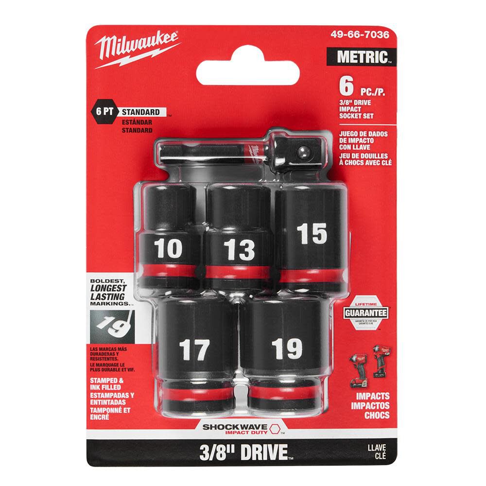 Milwaukee SHOCKWAVE Impact Duty 3/8in Drive Metric Standard Socket Set 6pc, large image number 8