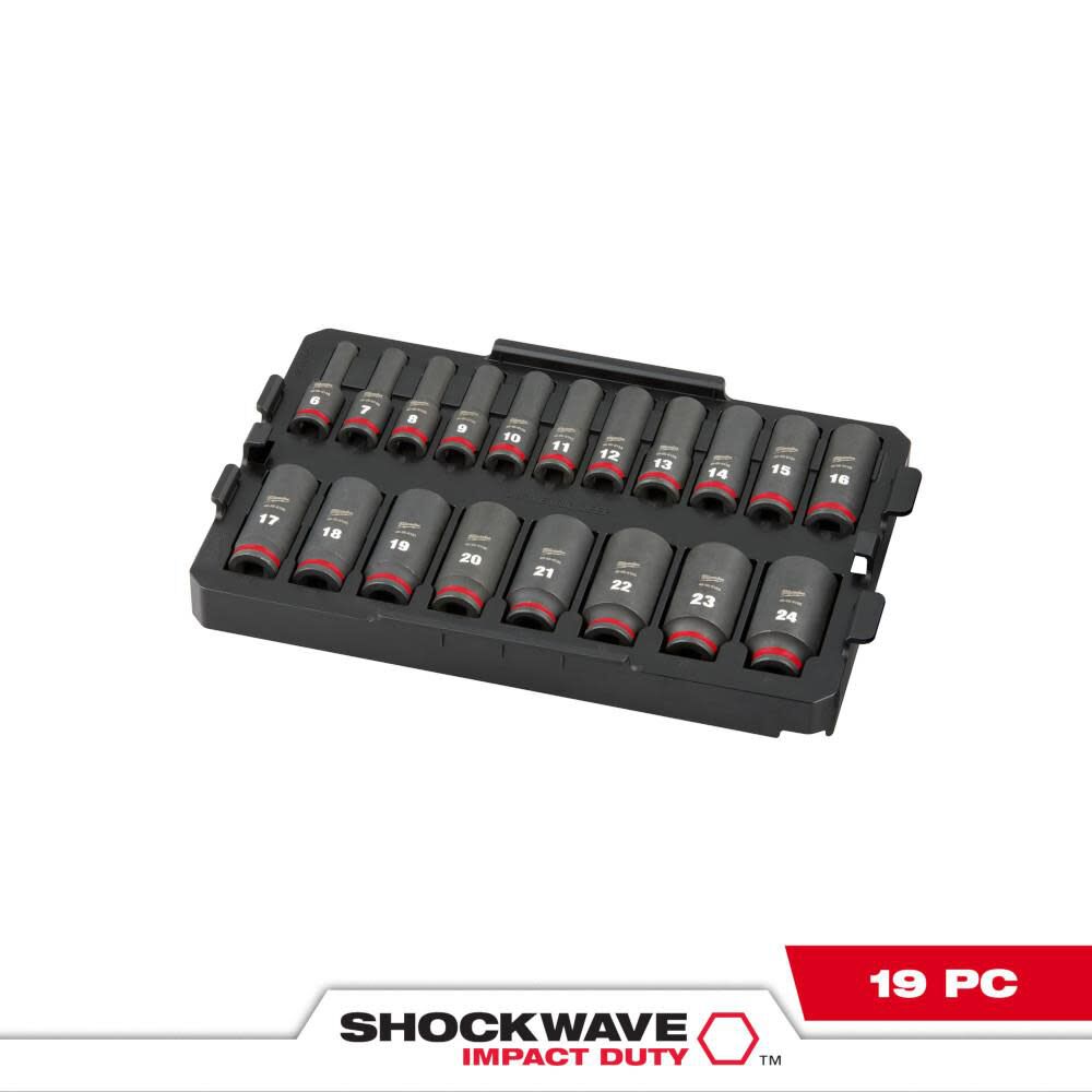 Milwaukee SHOCKWAVE Impact Duty Socket 3/8 Dr 19pc MM Tray Set 49 