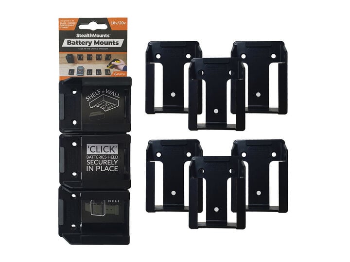 Stealthmounts Battery Mounts for Stanley 18v/& Decker 18&20v/Porter Cable 20v 6pk Black