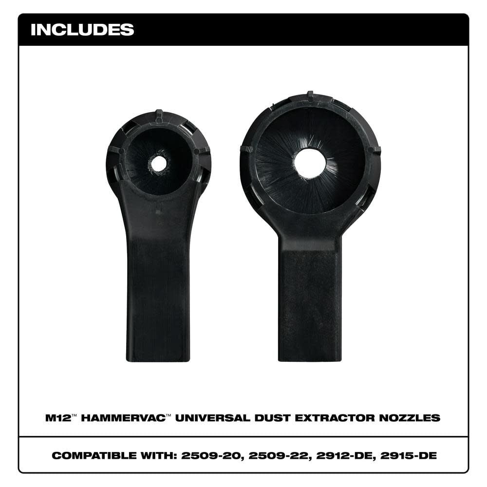 Milwaukee M12 HAMMERVAC Universal Dust Extractor Nozzles, large image number 2