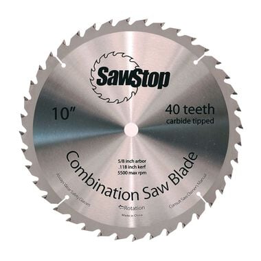 Sawstop Steel Combination Blade - 40 Tooth (ATB) Carbide Tipped