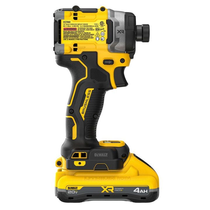 DEWALT 20V MAX XR 3 Speed High Torque 1/4 Inch Impact Driver Kit & Rapid Load Accessory Set With Toughcase+ Bundle, large image number 4