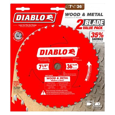 Diablo Tools 7-1/4in 36-Tooth Framing Saw Blade 2pk, large image number 0