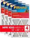 3M Filtrete 12 x 20 x 1-Inch 1000 MPR MERV 11 Allergen Defense Furnace Air Filter, 4-Pack, small image number 1