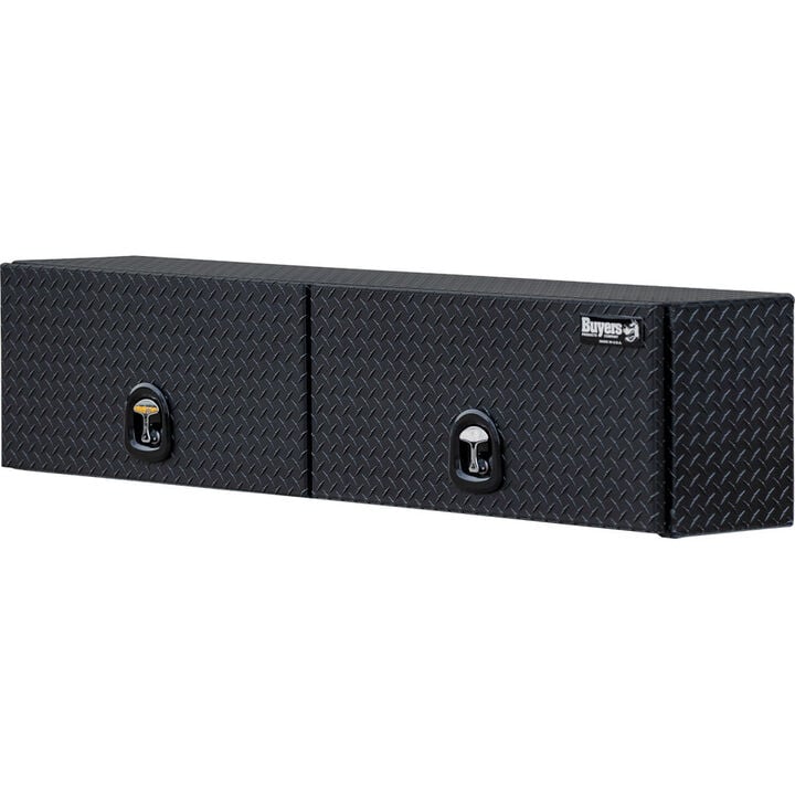 Buyers Products Company 18x16x88 Inch Matte Black Diamond Tread Aluminum Topsider Truck Box with Flip-Up Doors, large image number 6