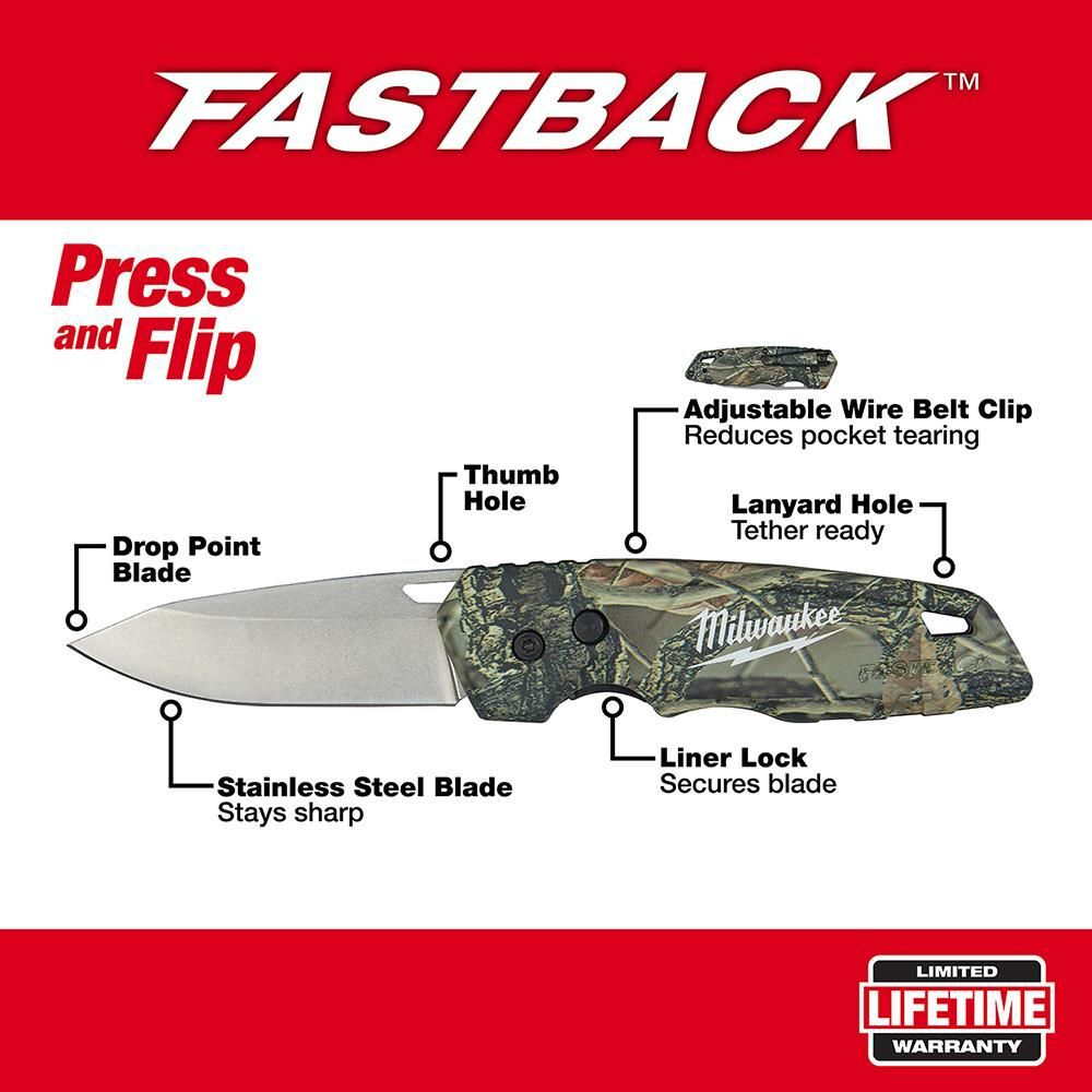 Milwaukee FASTBACK Camo Folding Knife, large image number 2