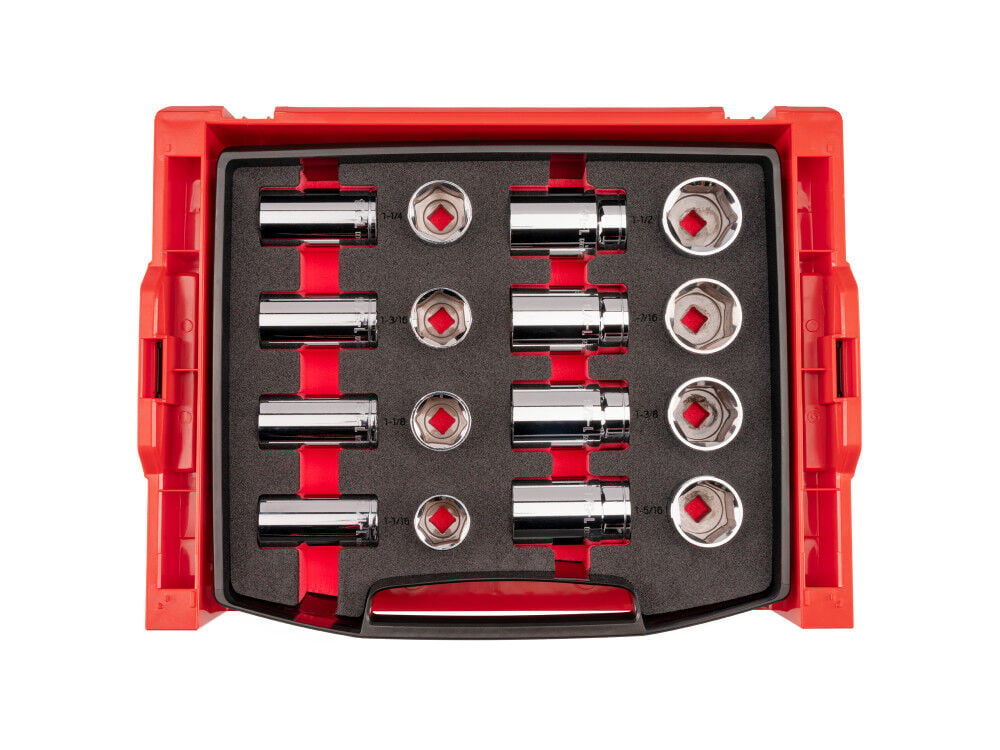 Tekton 1/2 Inch Shallow and Deep 6-Point Sockets, Drawer, 16 Pieces, large image number 1