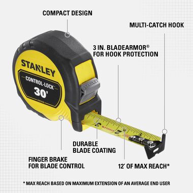 Stanley 30 ft. CONTROL-LOCK Tape Measure, large image number 6