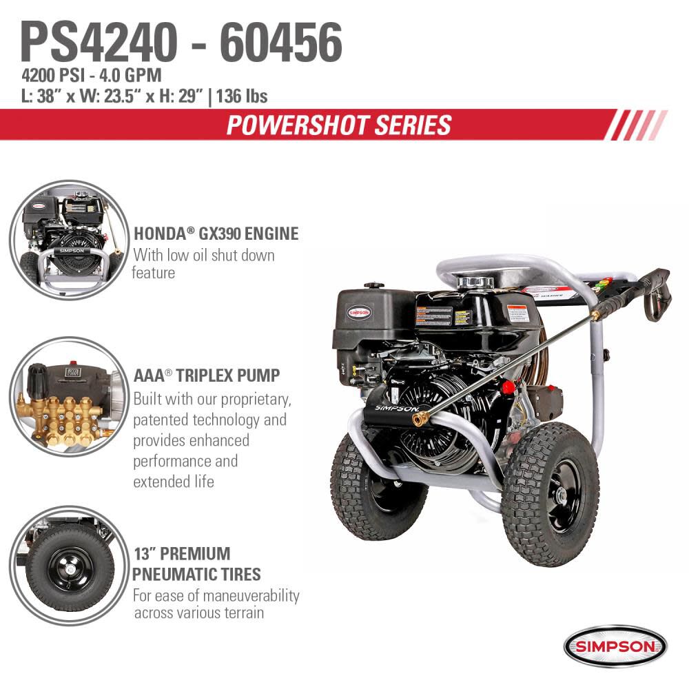 しらすPrime PS60982 Simpson Cold Water Pressure Washer 2.5 GPM