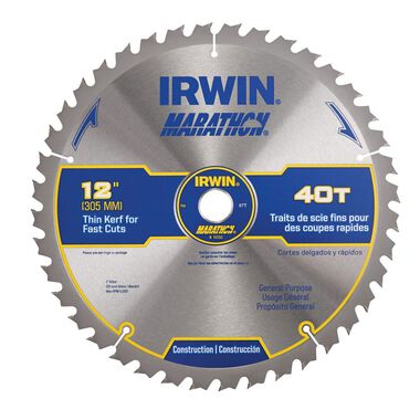 Irwin Tools Marathon Carbide Table / Miter Circular Blade 12in, large image number 1