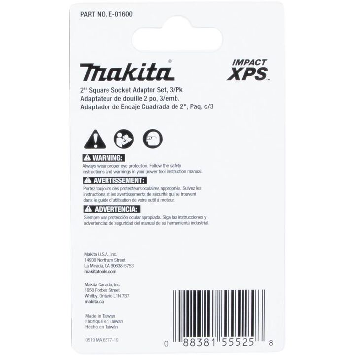 Makita Impact XPS Square 2in Socket Adapter Set 3pc, large image number 7