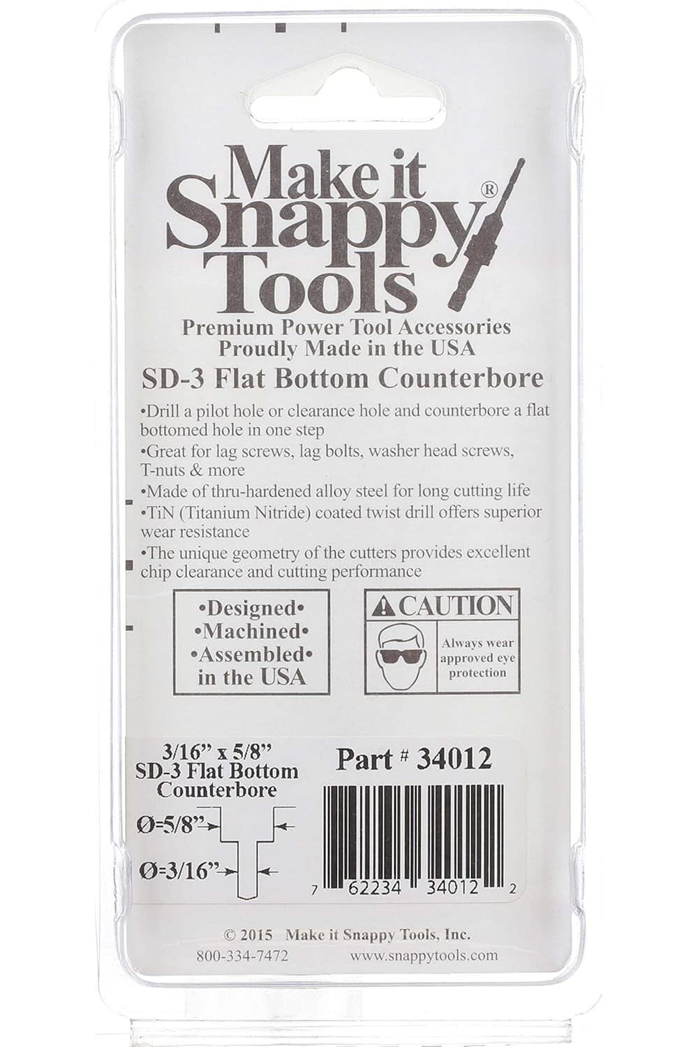 Make It Snappy 3/16 x 5/8 Inch 3-Flute Flat Bottom Counterbore with Twist Drill, large image number 3