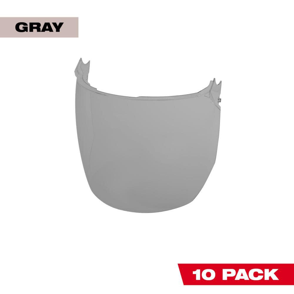 Milwaukee Gray Face Shield Replacement Lenses Helmet & Hard Hat Mount 10pk, large image number 1