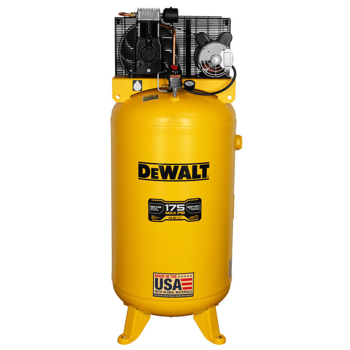 DEWALT 80 Gallon Oil Lubricated Air Compressor High Air Flow, 175 Max PSI, 5 HP