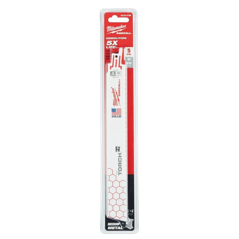 Milwaukee 9 in. 18 TPI THE TORCH SAWZALL Blade 5PK, large image number 11