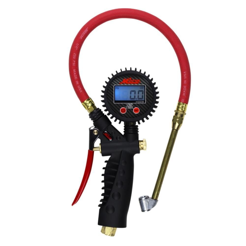 Milton S-576D Pro Digital Pistol Grip Inflator Gauge - Dual Head Chuck and 15in Hose - 255 PSI