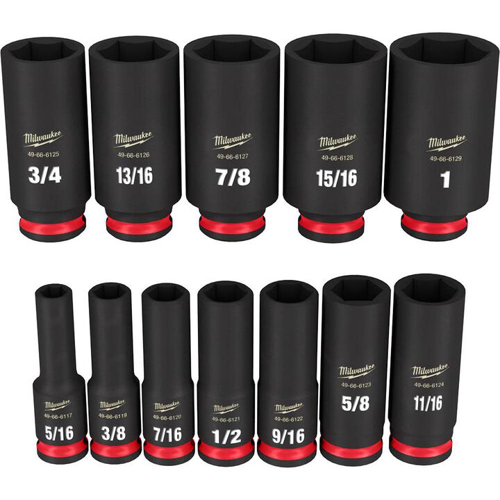 Milwaukee Impact Socket 12PC 3/8in Drive SAE DP 6Point Tool Set