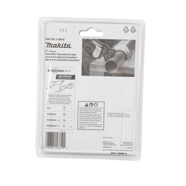 Makita StarlockMax Oscillating Multi Tool 4in Bi Metal Segmented Saw Blade, large image number 3