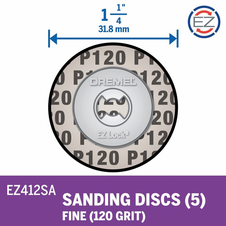 Dremel 5-pc. 1-1/4 In. 120 Grit EZ Lock Sanding Discs, large image number 4