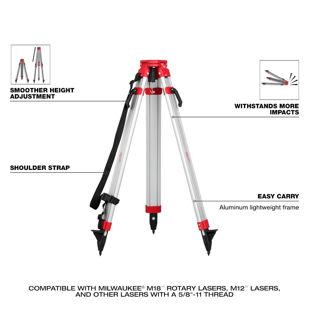 Milwaukee M18 Red Exterior Rotary Laser Level Kit with Receiver, Tripod, & Grade Rod, large image number 7
