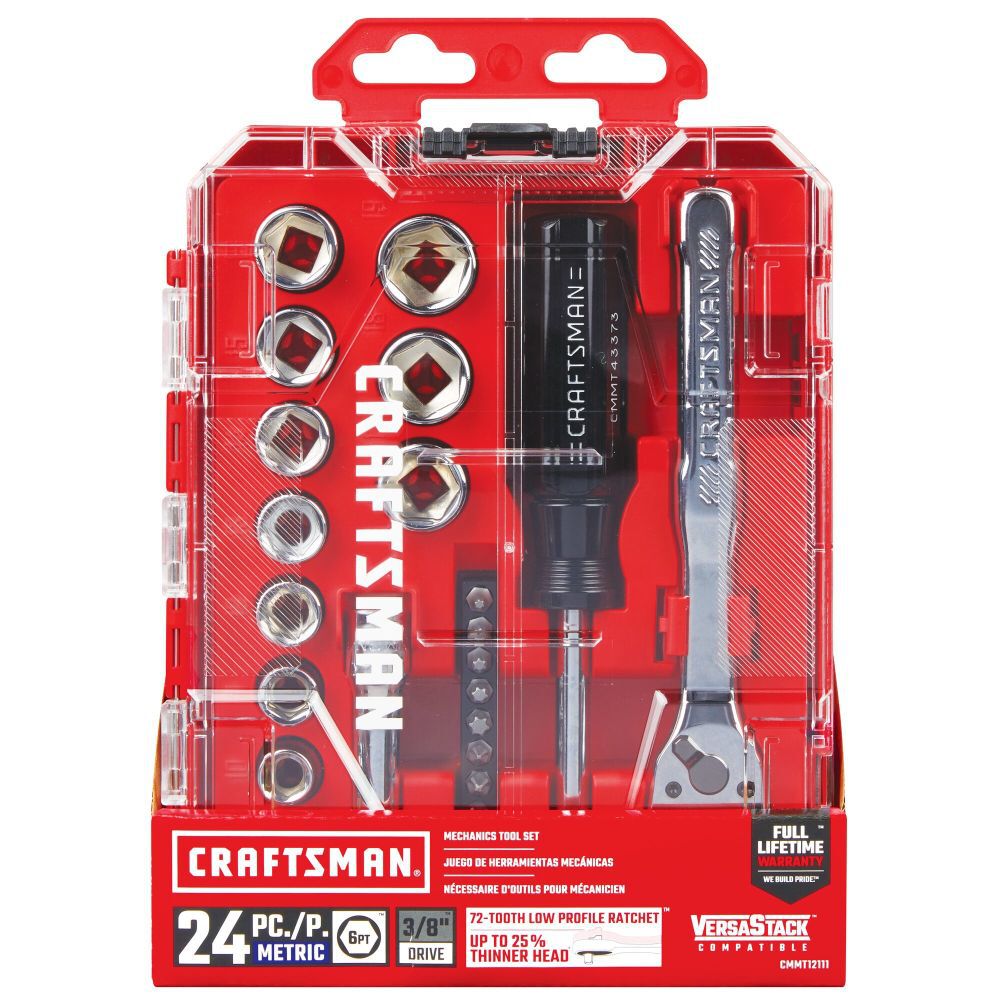 CRAFTSMAN 24Pc 3/8 Inch Drive (mm) Mechanics Tool Set, large image number 4