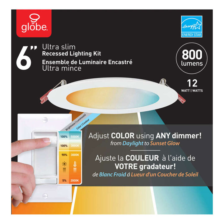 Globe Electric Ultra Slim Recessed Lighting Kit Plastic 12W LED, large image number 2