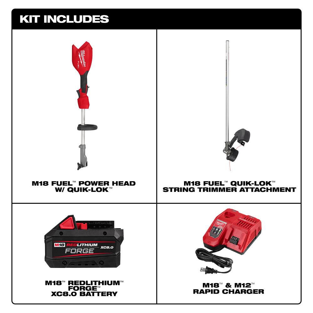 Milwaukee M18 FUEL String Trimmer with QUIK-LOK Kit & M18 Brushless Blower Bare Tool Bundle, large image number 6