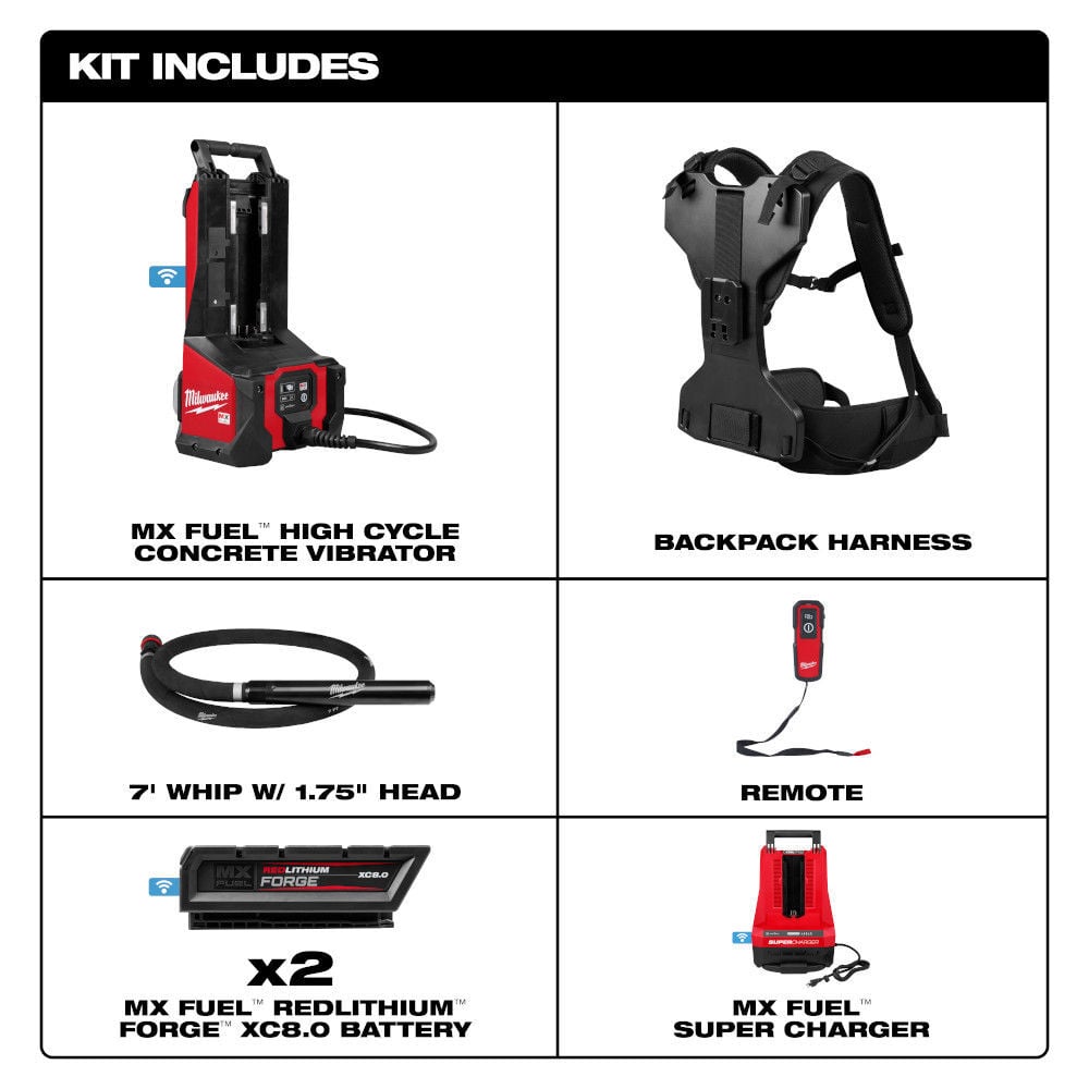 Milwaukee MX FUEL Backpack High Cycle Concrete Vibrator Kit with 7 Ft. Whip / 1.75 Inch Head, large image number 2