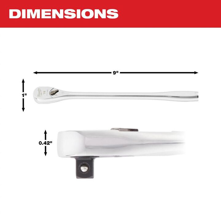 Milwaukee Ratchet 9inch 1/4inch Drive, large image number 3