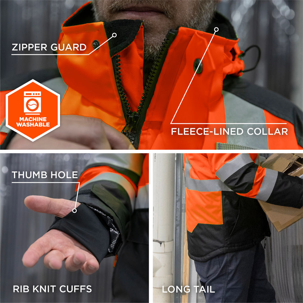 Ergodyne 8390 ampliFIRE Lining Class 3 Hi-Vis Jacket Medium Orange, large image number 7