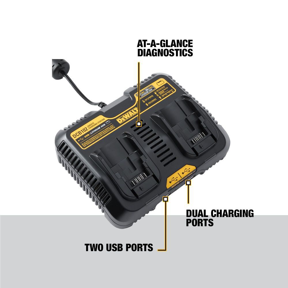 DEWALT 20 Volt MAX Lithium Ion Battery Pack and Charger DCB102BP Acme Tools