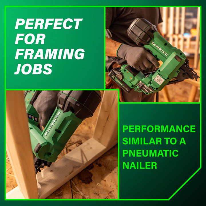 Metabo HPT 18V MultiVolt Cordless 30 Degree 3-1/2 Inch Paper Tape Framing Nailer Kit & 18 Inch Extended Magazine, large image number 4