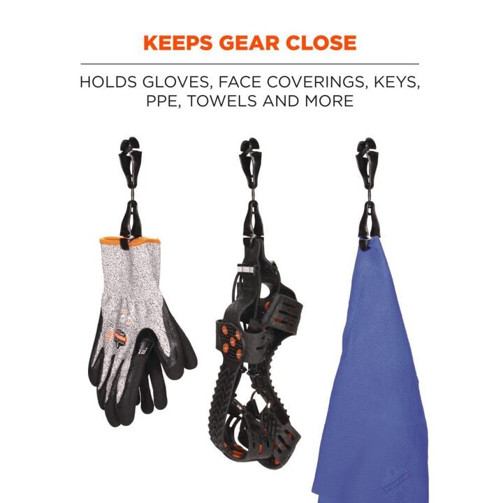 Ergodyne Squids 3420-BULK Swivel Glove Clip Holder Dual Clips Black 100 Pieces, large image number 1